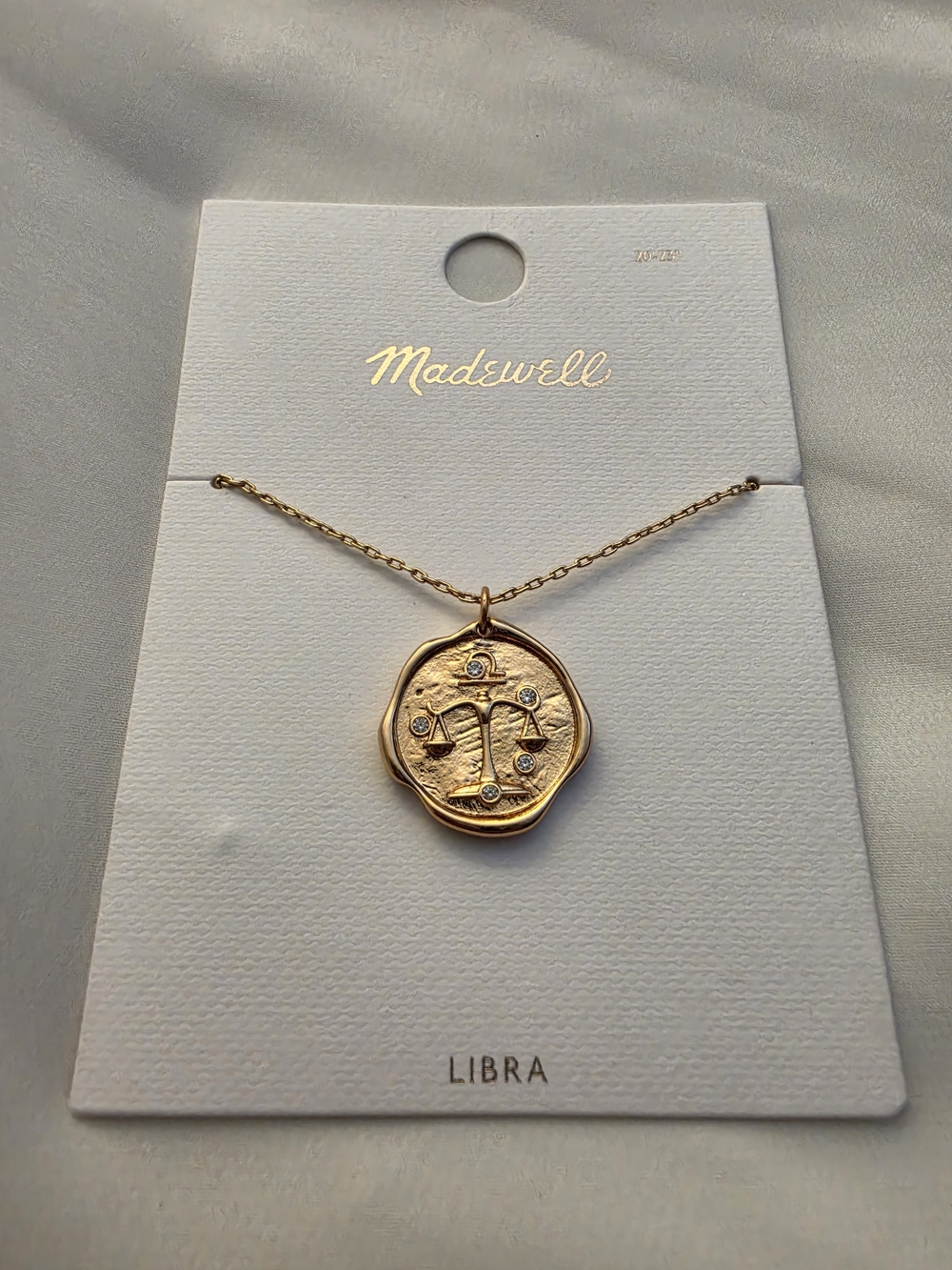 Madewell Libra Zodiac Coin Pendant Necklace Gold Star Constellation Medallion